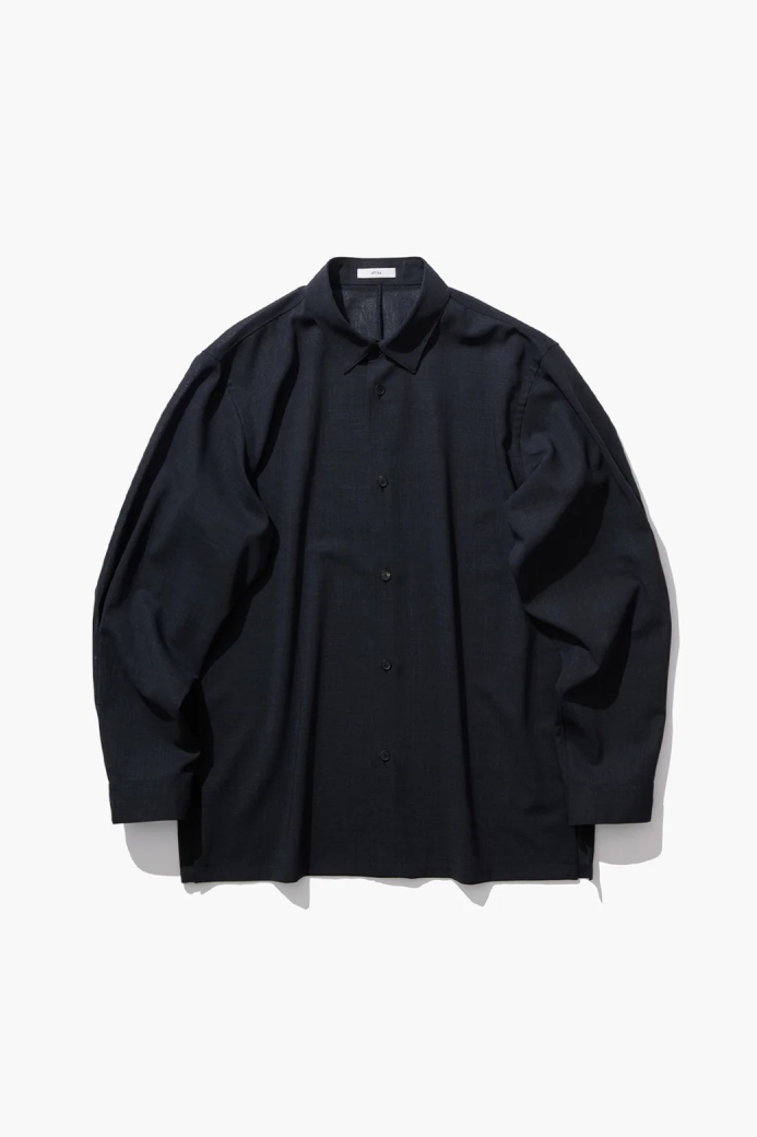 ATON TWIST WOOL GAUZE LOOSE FIT SHIRT (2COL)