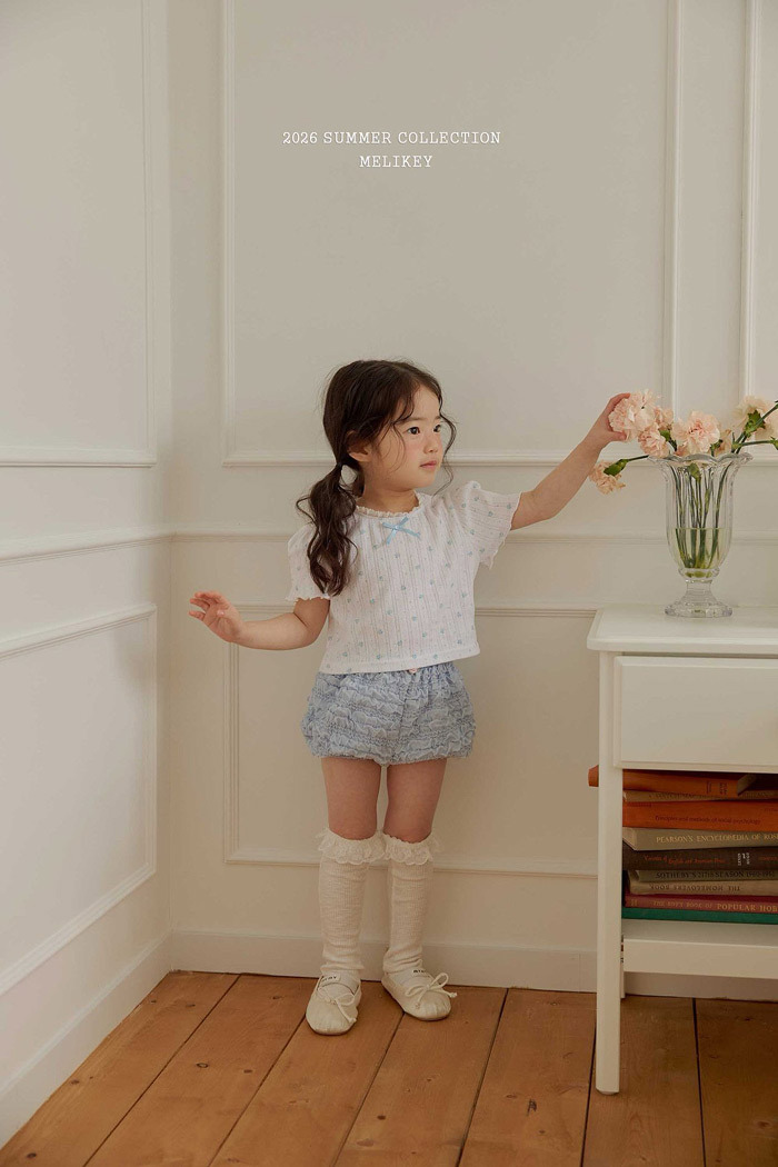 正韓夏MELIKEY 兩色碎花捲邊短版上衣