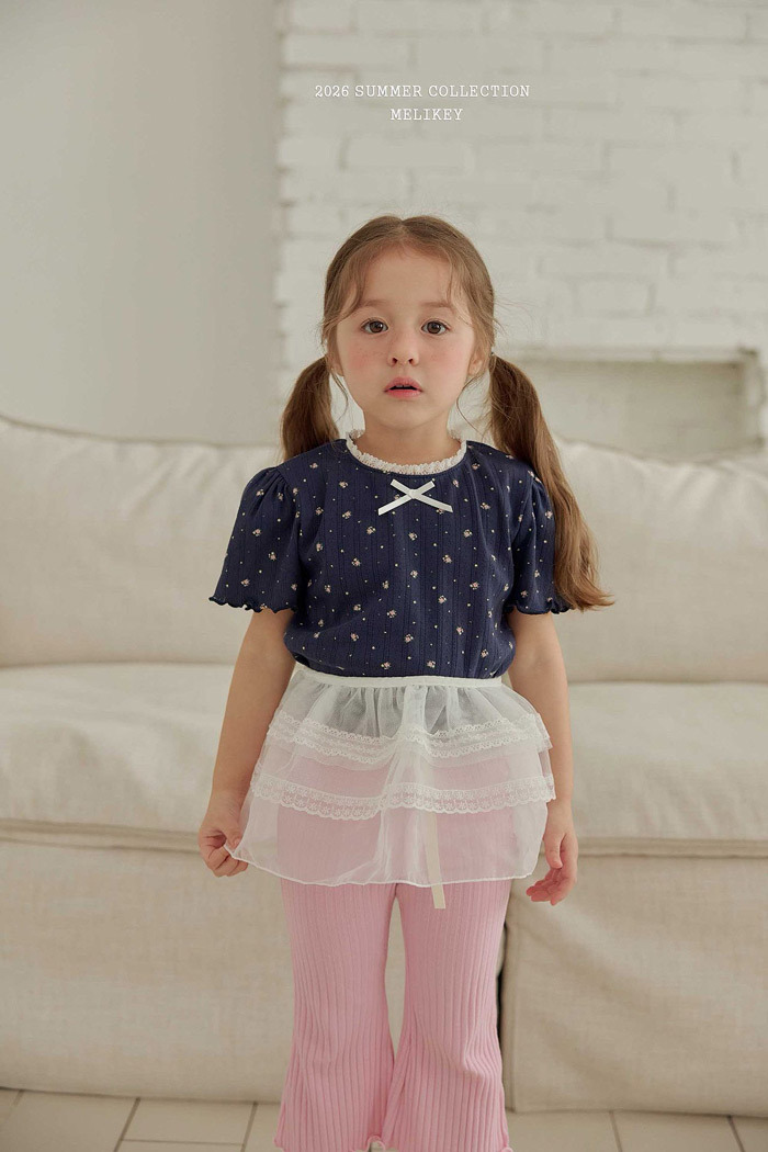 正韓夏MELIKEY 兩色碎花捲邊短版上衣