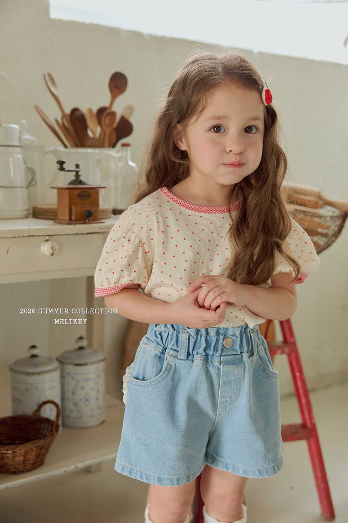 正韓夏MELIKEY 兩色愛心格子滾邊上衣