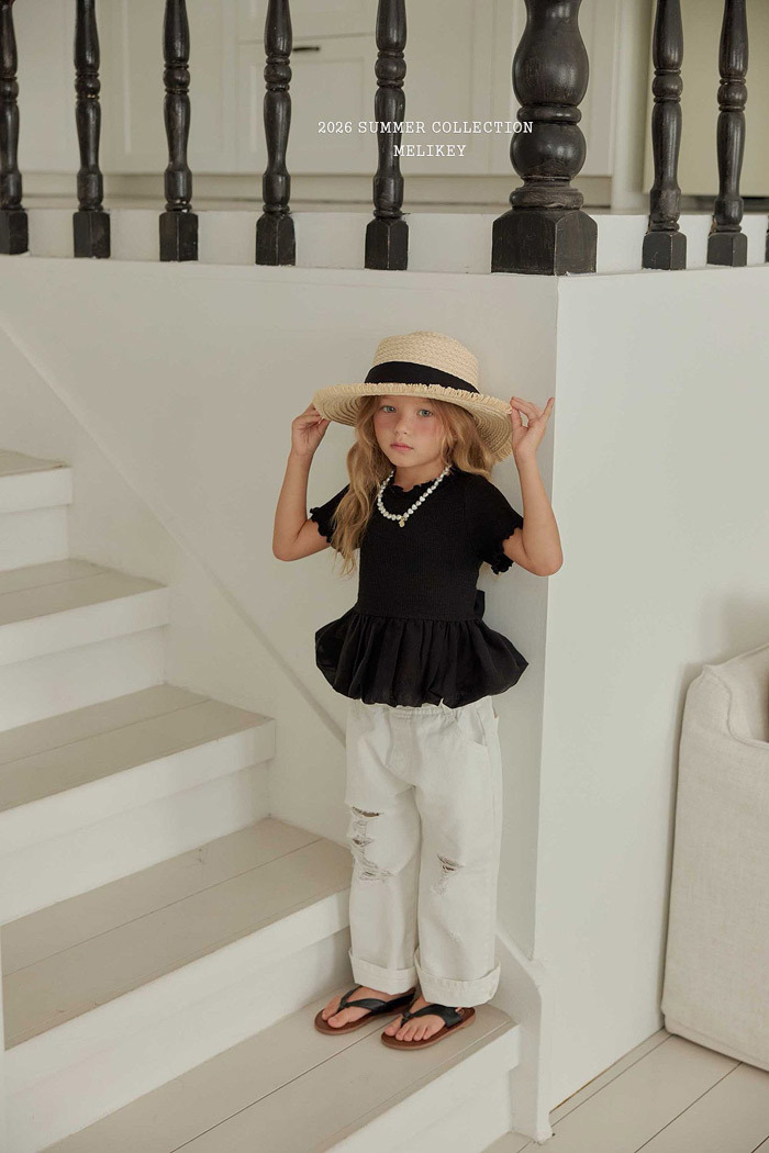 正韓夏MELIKEY 兩色背後蝴蝶結花苞上衣