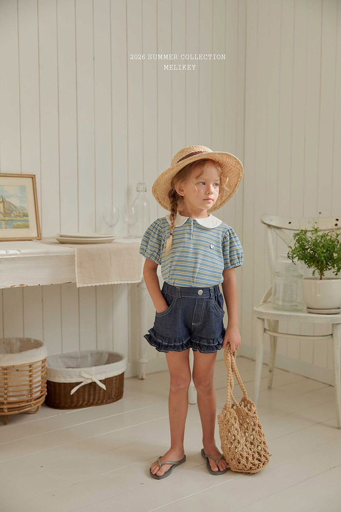 正韓夏MELIKEY 兩色愛心小標條紋上衣