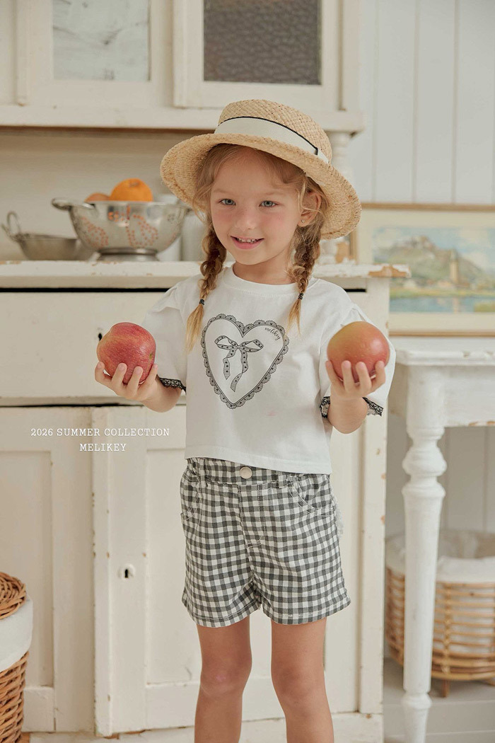 正韓夏MELIKEY 兩色愛心蝴蝶結澎澎上衣