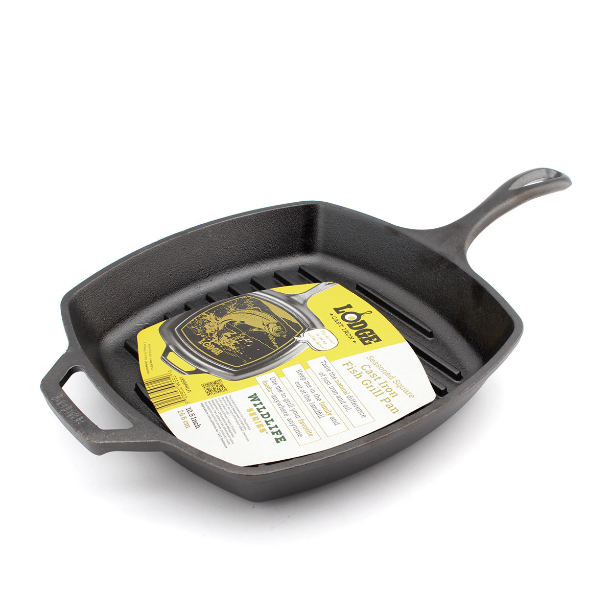 美國 LODGE Wildlife 10.5in 方型鑄鐵單柄煎鍋 (附魚圖案) -G-L8SGPFI