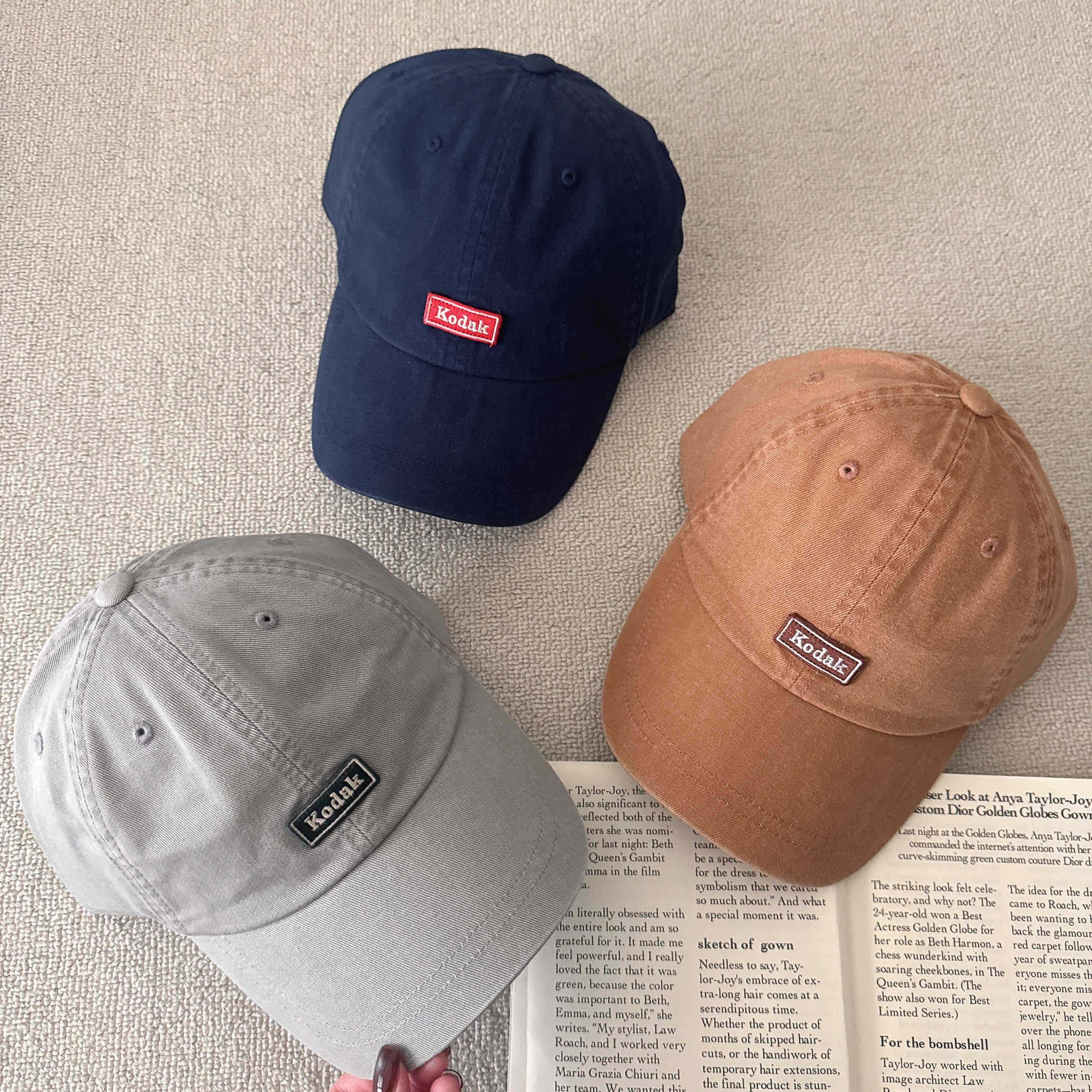 （現貨） 韓牌 KODAK 柯達 長型logo貼布款 水洗老帽 K6143LCP22