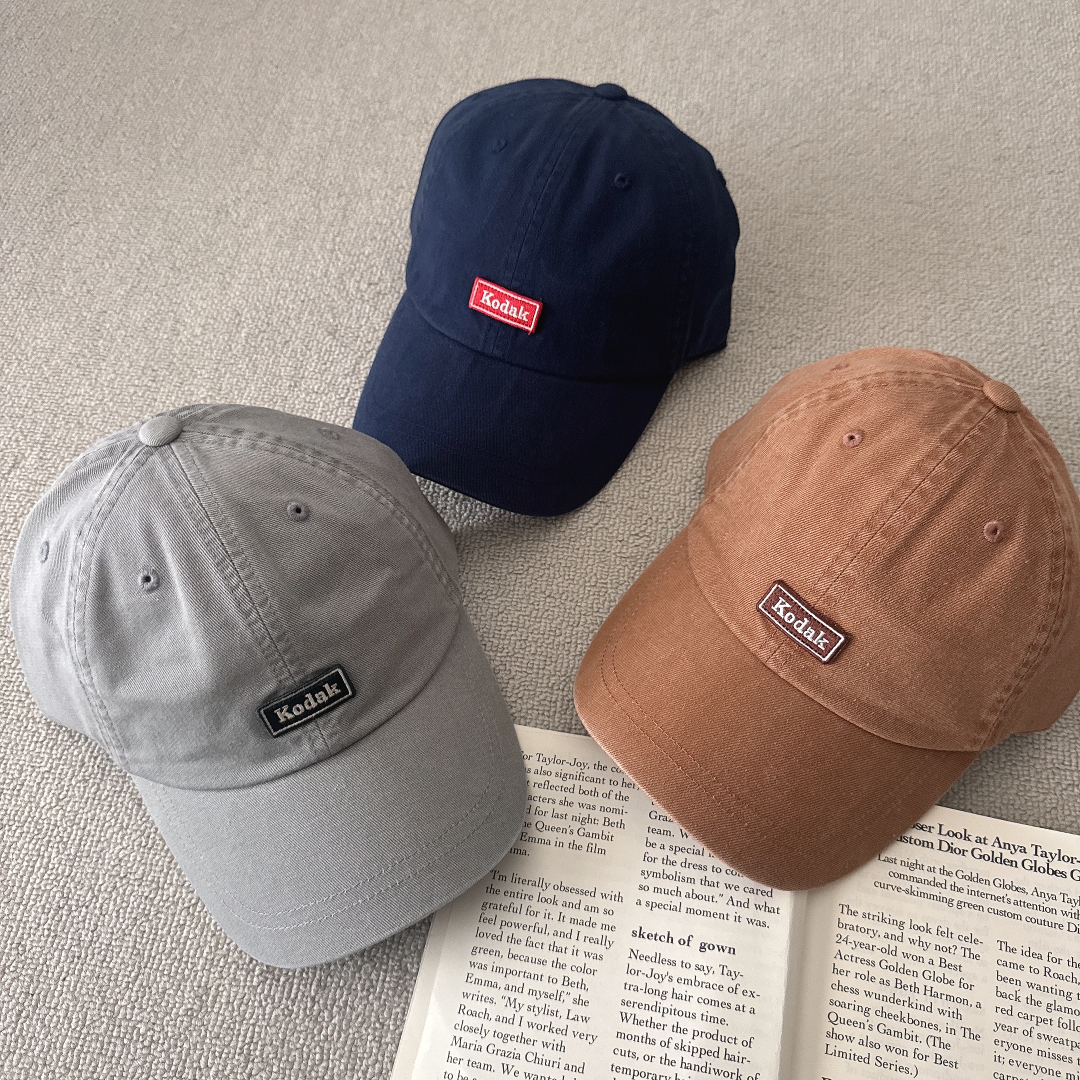 （現貨） 韓牌 KODAK 柯達 長型logo貼布款 水洗老帽 K6143LCP22