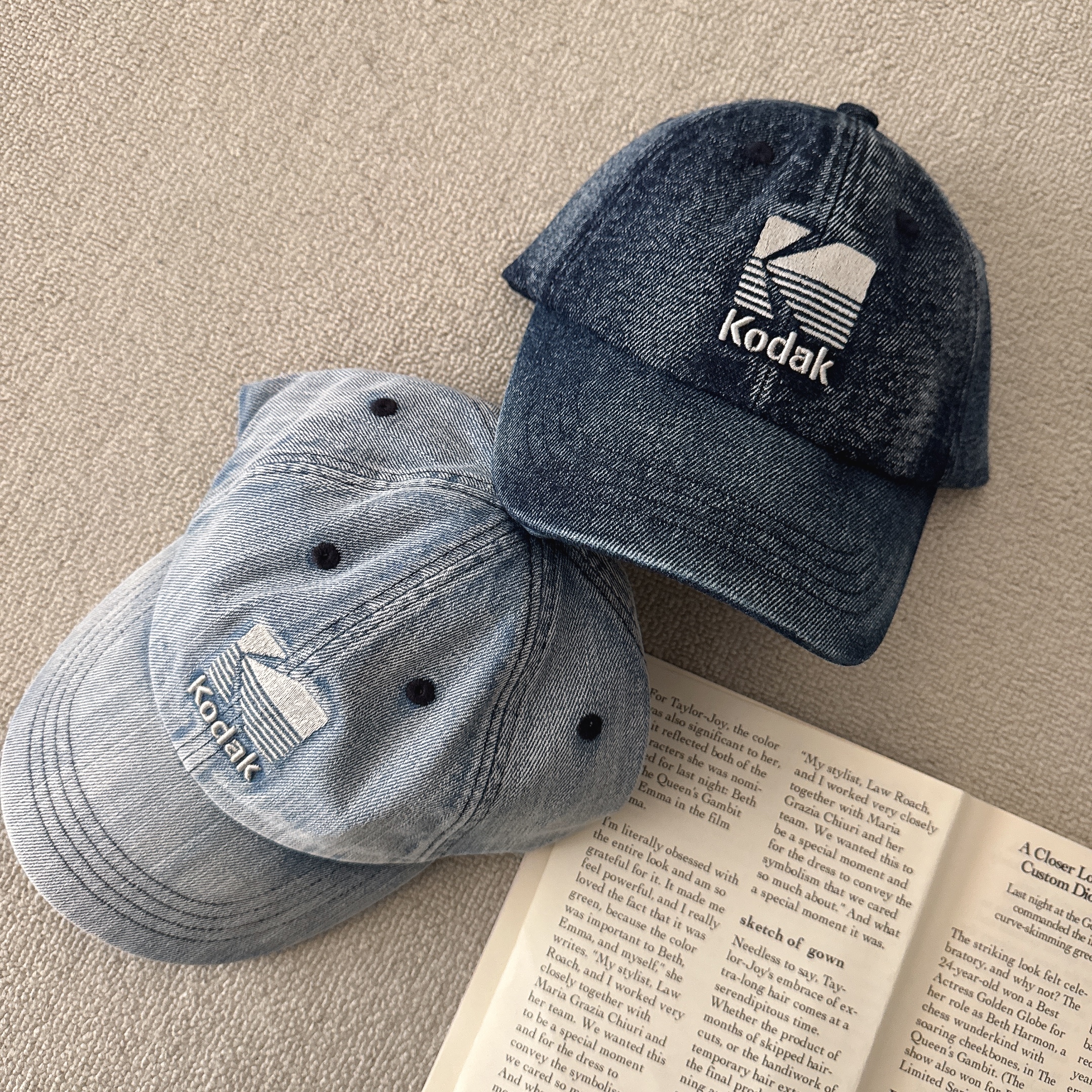 （現貨）韓牌 KODAK 柯達 經典logo 水洗丹寧款 老帽 K6143LCP23