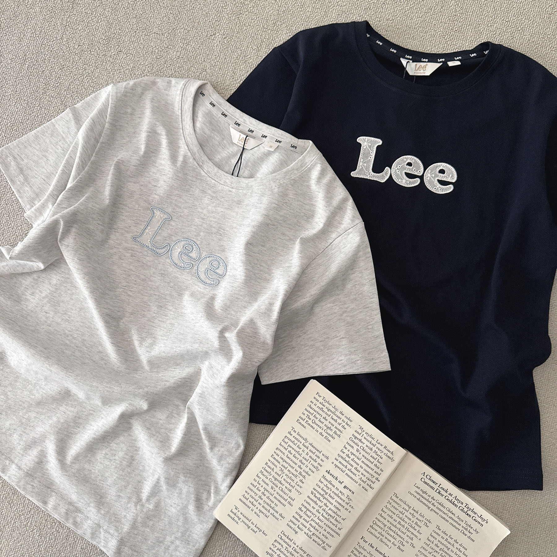 （現貨）韓牌 LEE 刺繡 蕾絲貼花logo 短T LE2602ST62