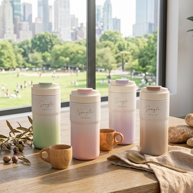 時尚漸層設計550ml隨行瓶|316鍍陶內膽|雙飲設計|免費客製化服務|SGS檢驗合格