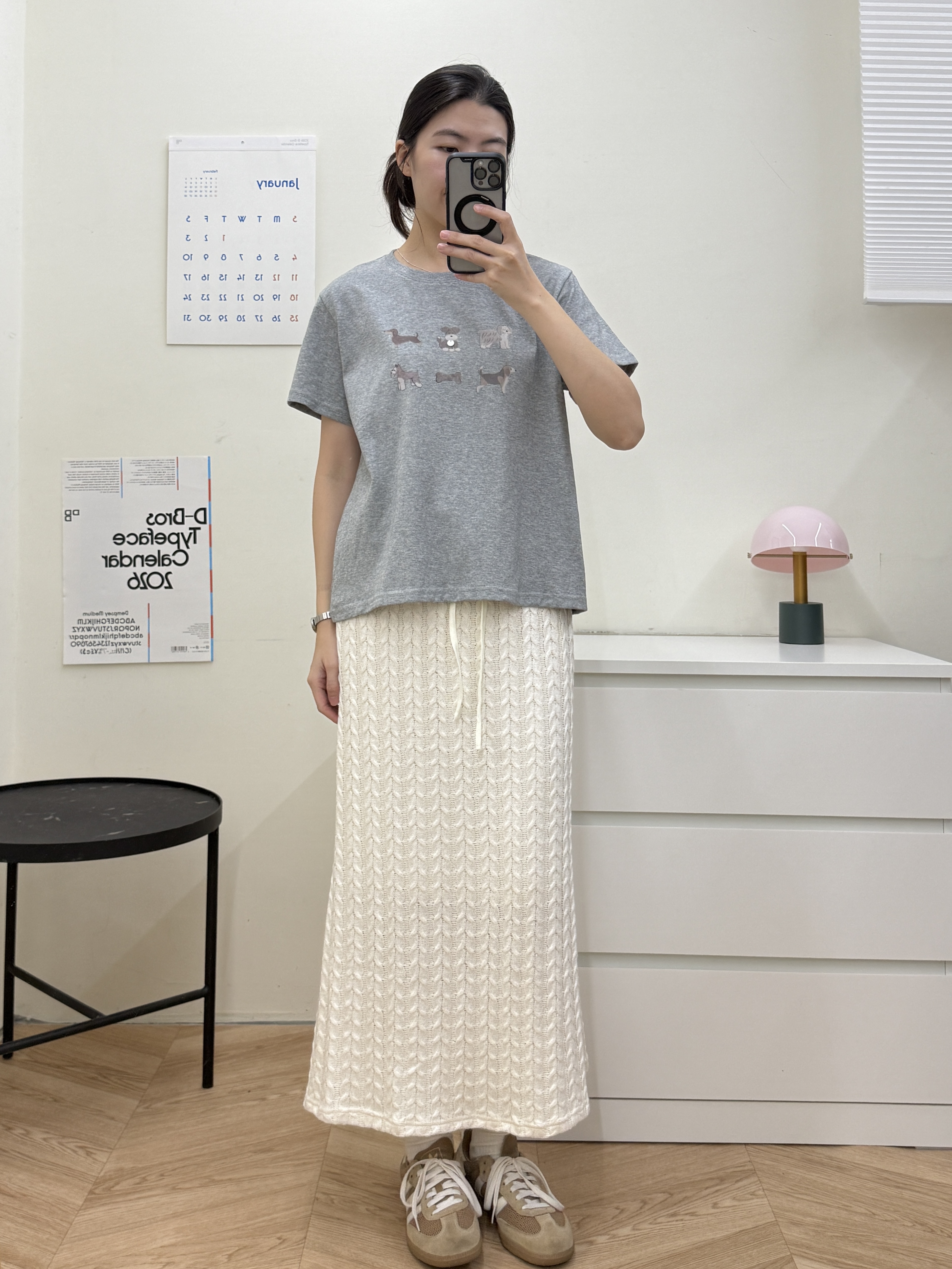 提花後開衩毛線半裙*2色