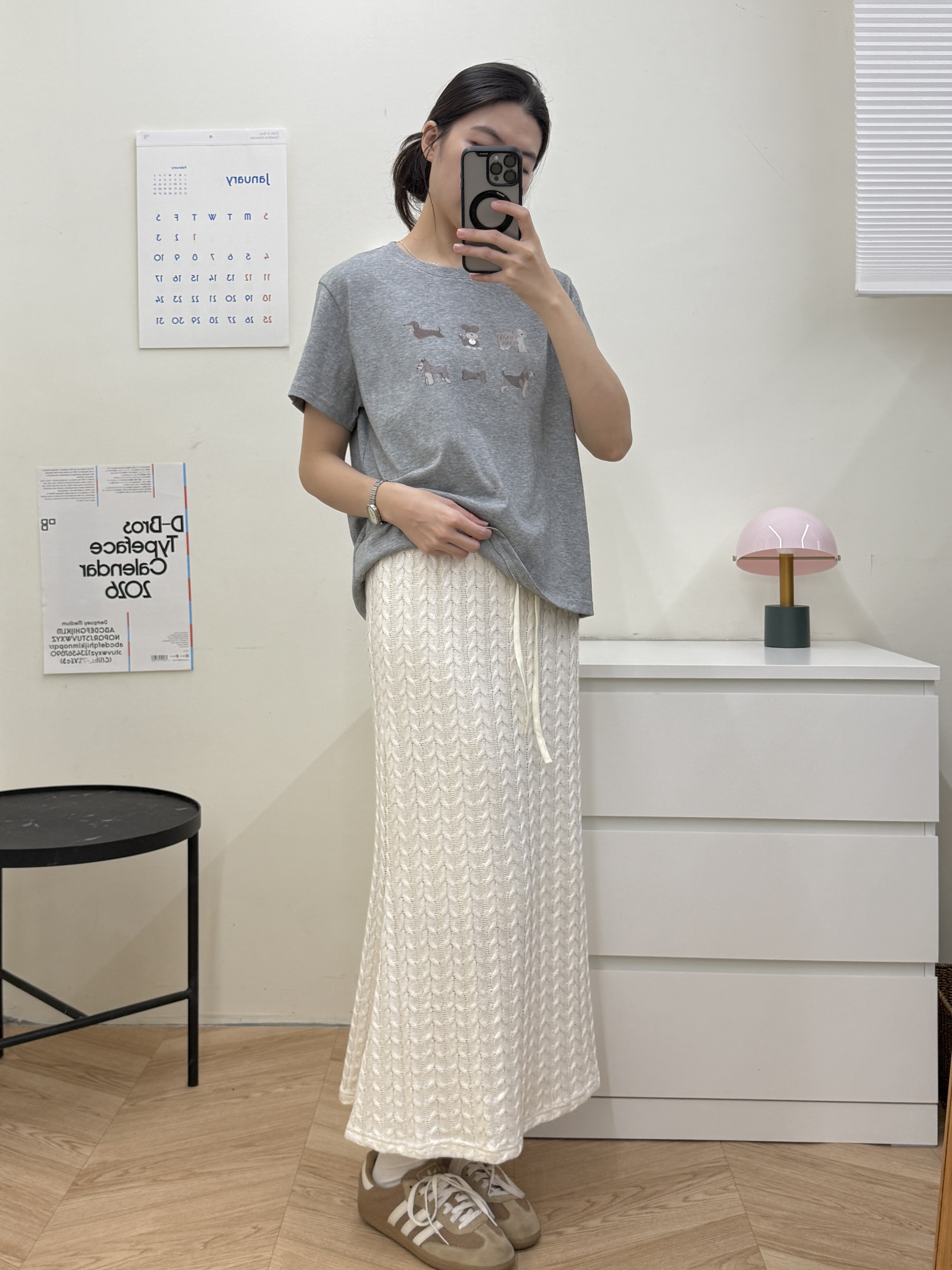 提花後開衩毛線半裙*2色