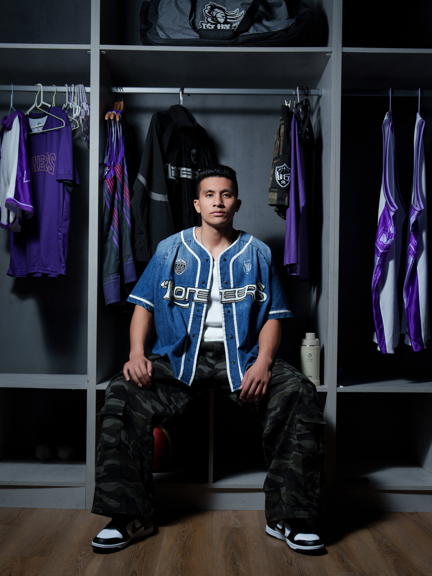 新竹攻城獅 X SIMON LN-2506 LIONS CLUB 牛仔 貼布 棒球襯衫