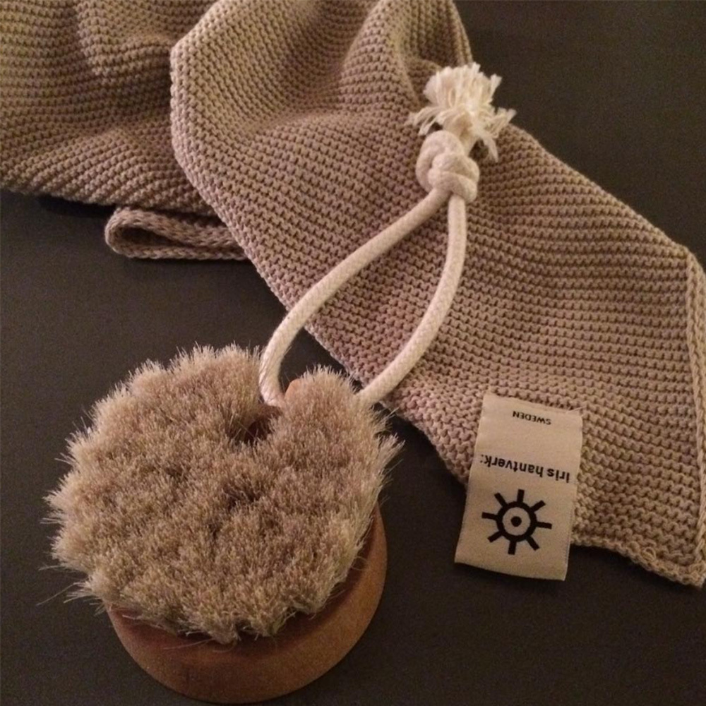 瑞典iris hantverk 掌心圓形馬毛沐浴刷