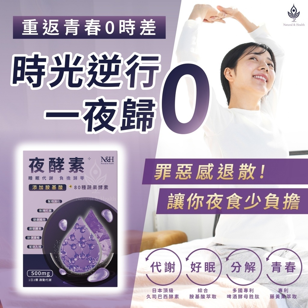 WSBB10971   全新包裝 升級版 N&H 夜酵素30顆/盒）（6月上旬 ）
