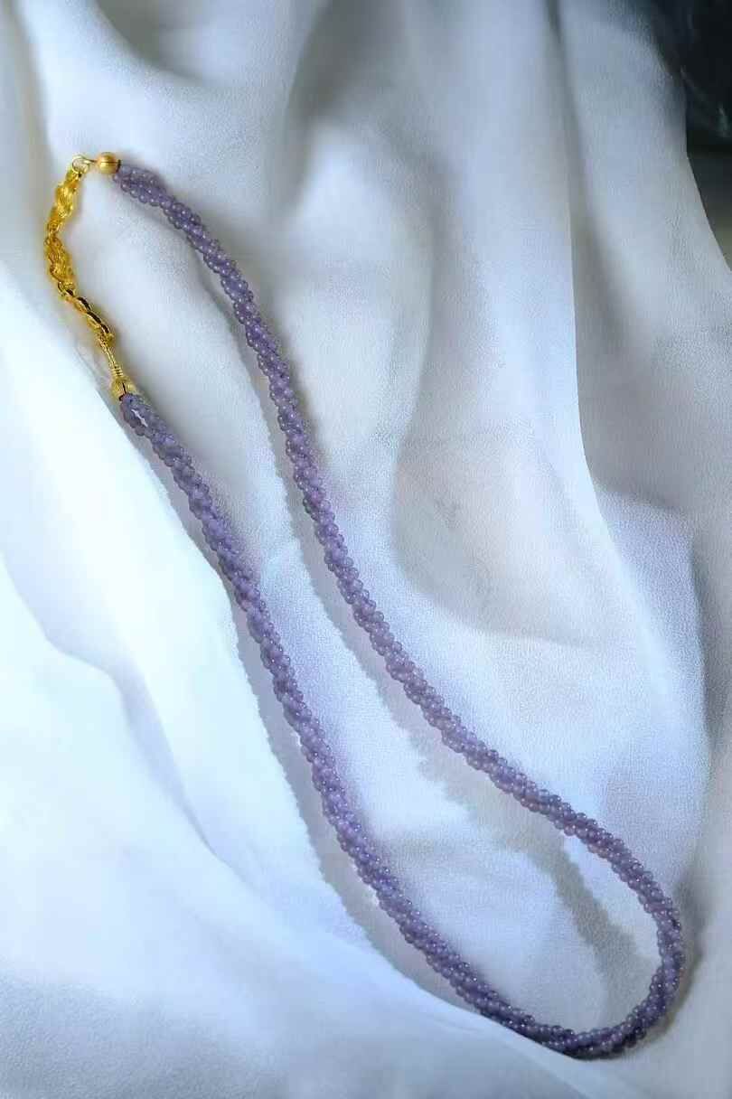 32476 和田玉冰紫麻花扭扭項鏈 (2.6mm直徑)
