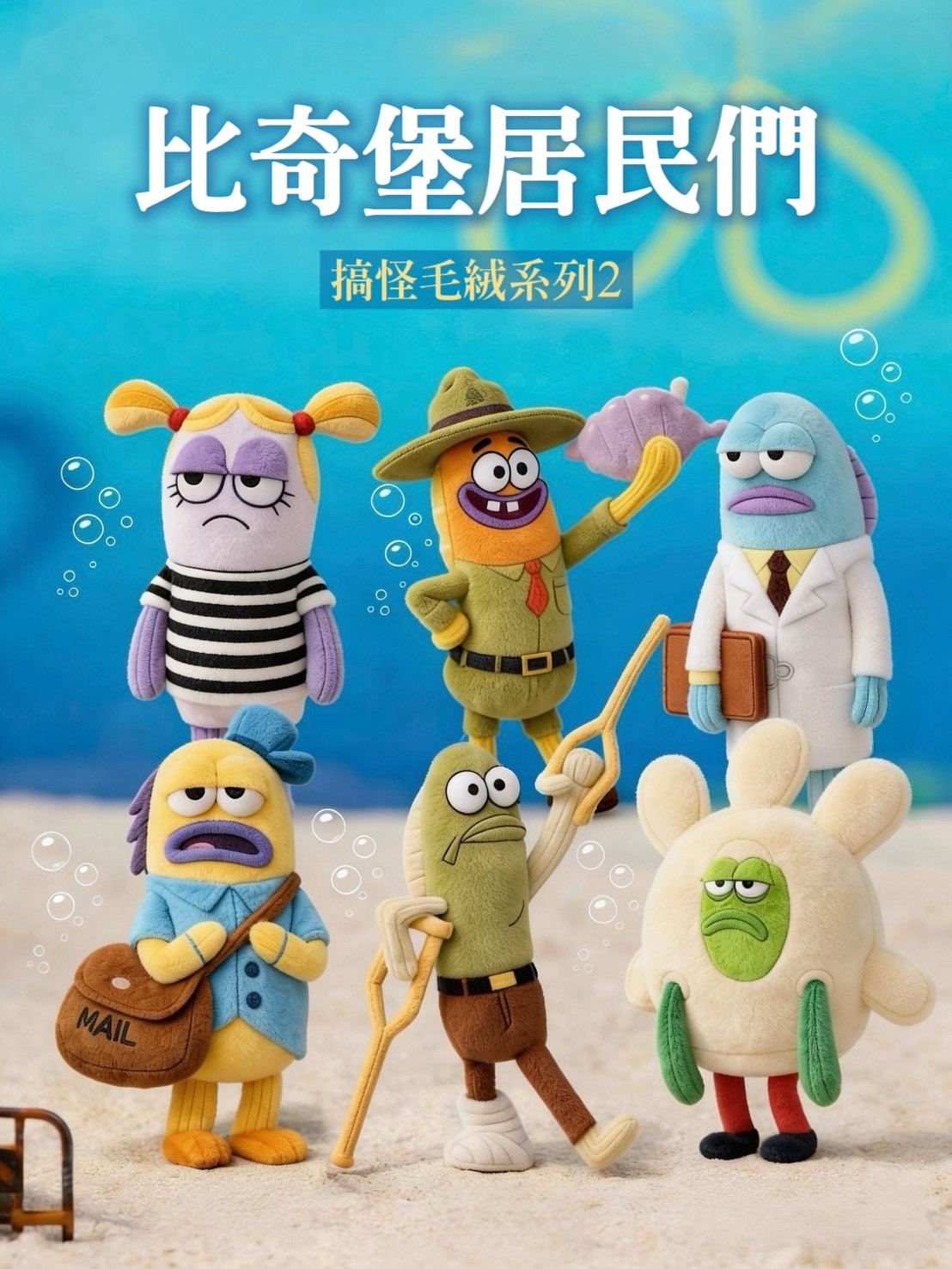 POPMART 海綿寶寶 比奇堡的居民們 二代 搞怪毛絨盲盒