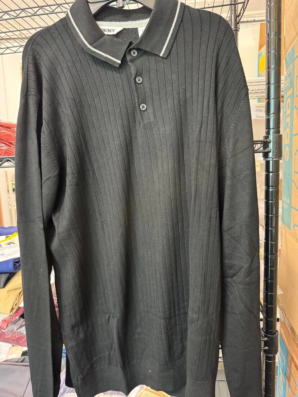 [S] DKNY BLACK POLO T-SHIRT, DK35SR2440-BLACK (SD1854)