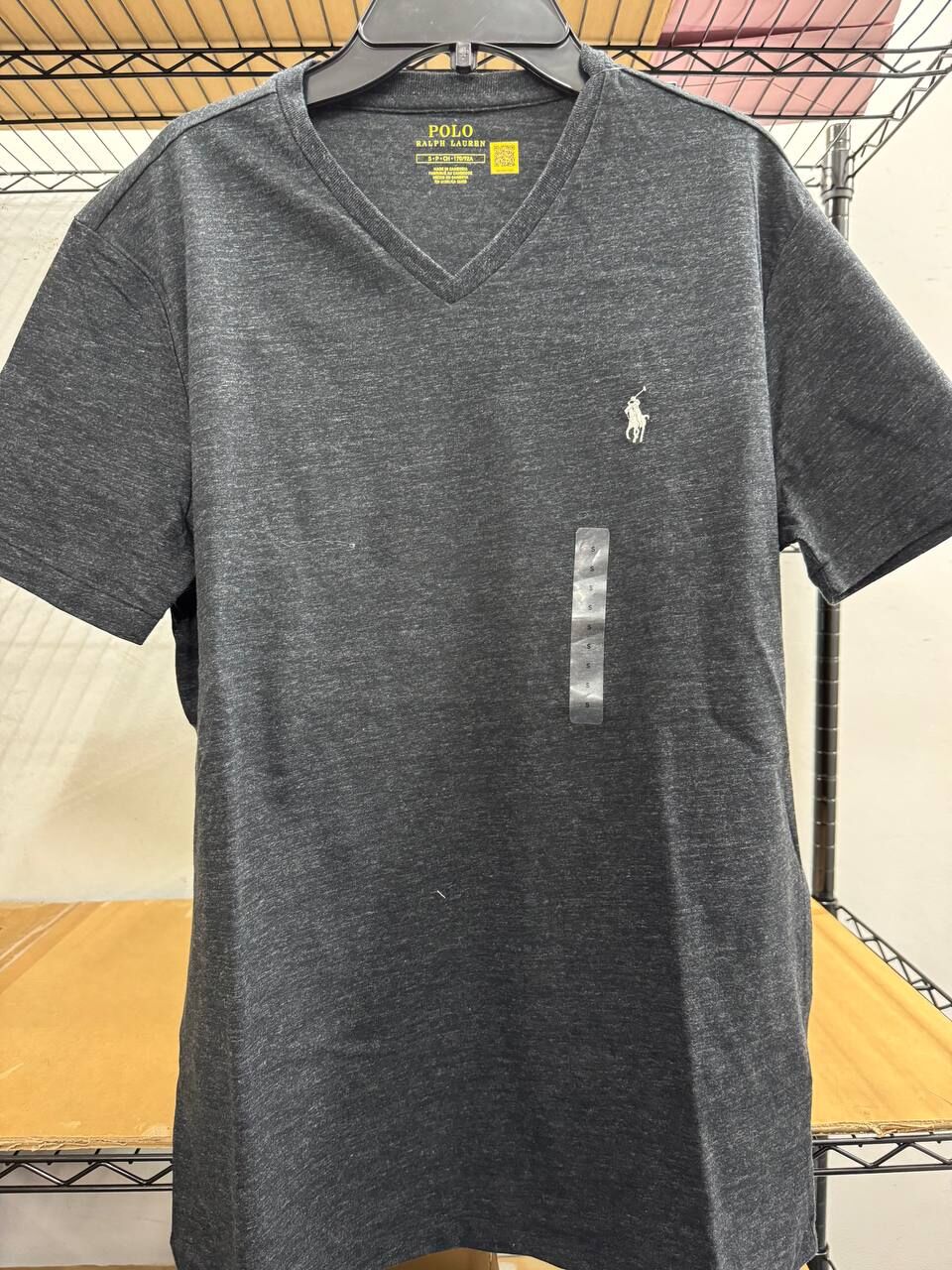 [S] PRL BLACK HEATHER JERSEY V-NECK T-SHIRT, 710938687009-BLACK HTR (SRL258)