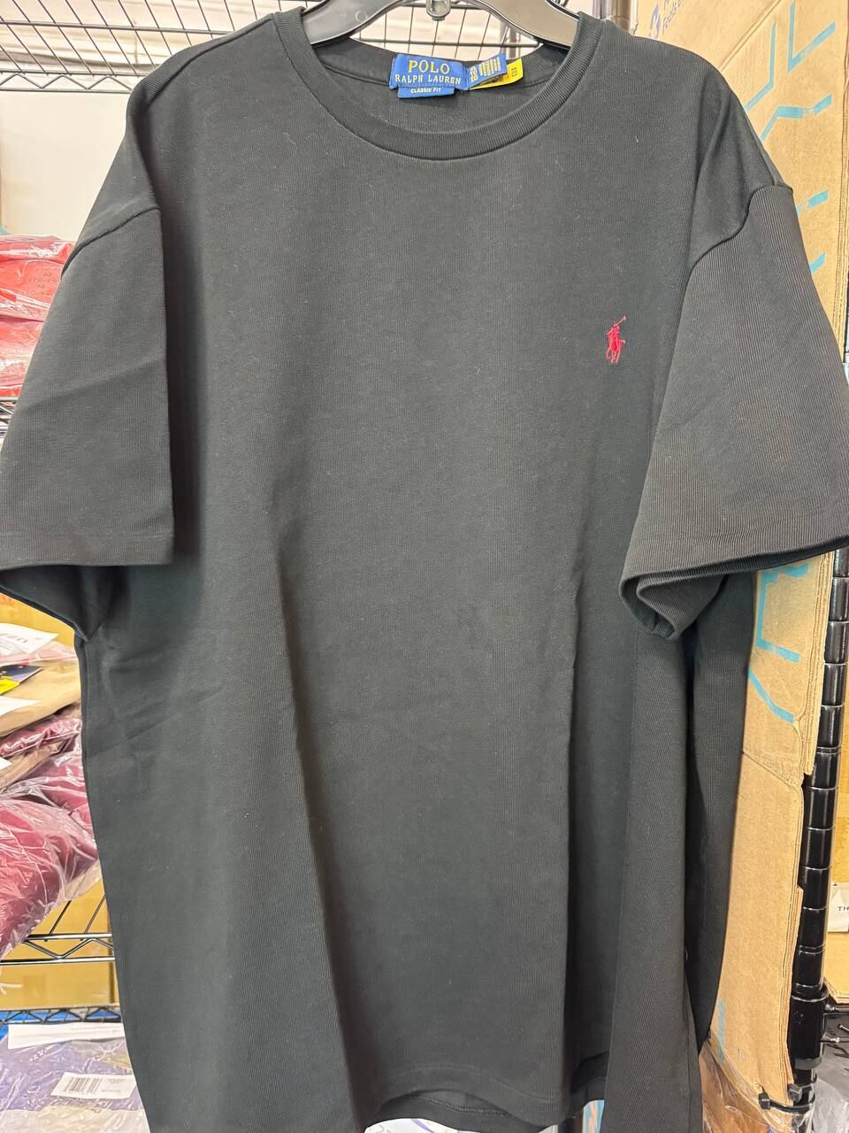 [S] PRL BLACK ROUND NECK PONY LOGO S/S T-SHIRT, 710876345002-BLACK (SRL259)