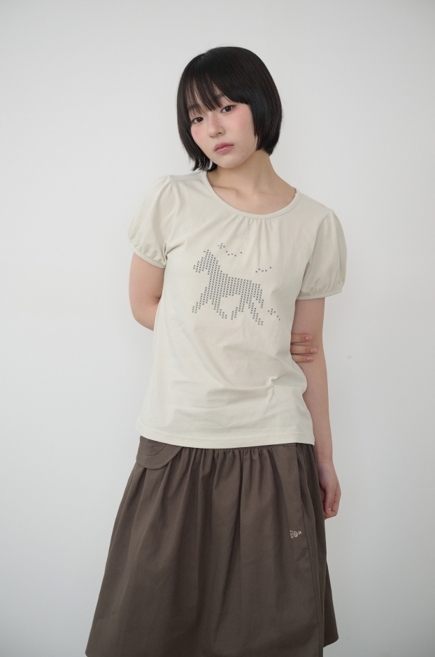 BAUF 小馬 泡泡袖 抓皺 短T 短袖