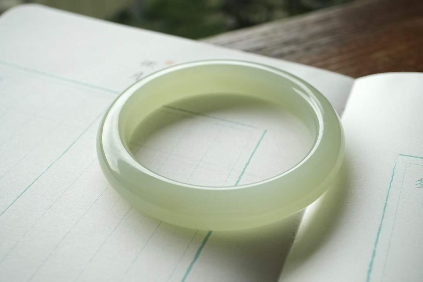 324417 57.3mm和田玉冰底晴水平安鐲 (56-58)