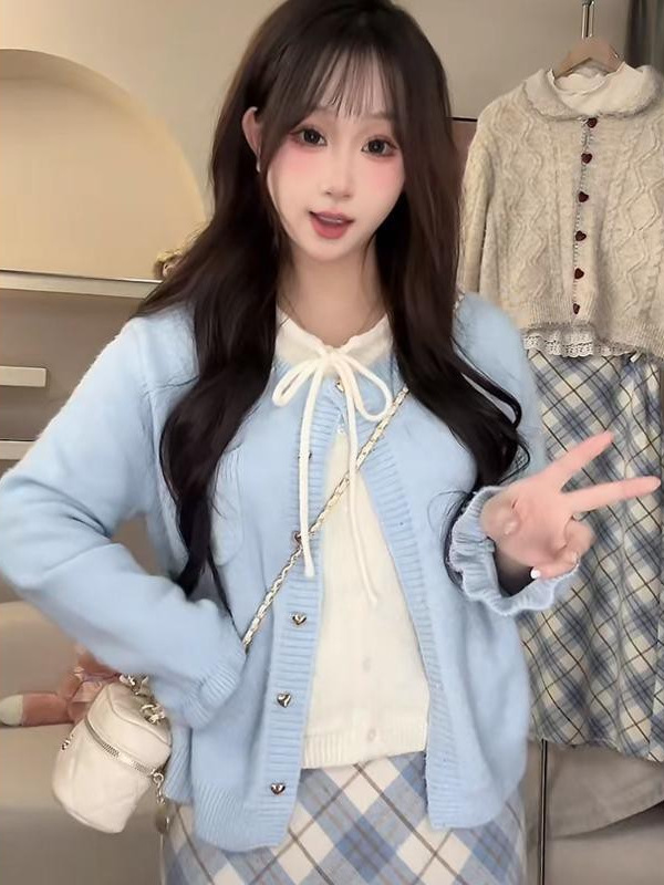 Korean Embroidered Pocket Knit Cardigan