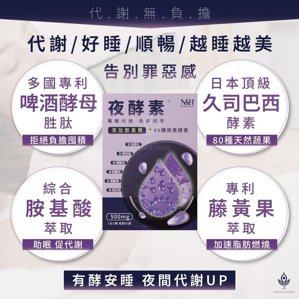 全新包裝升級版N&H夜酵素30顆