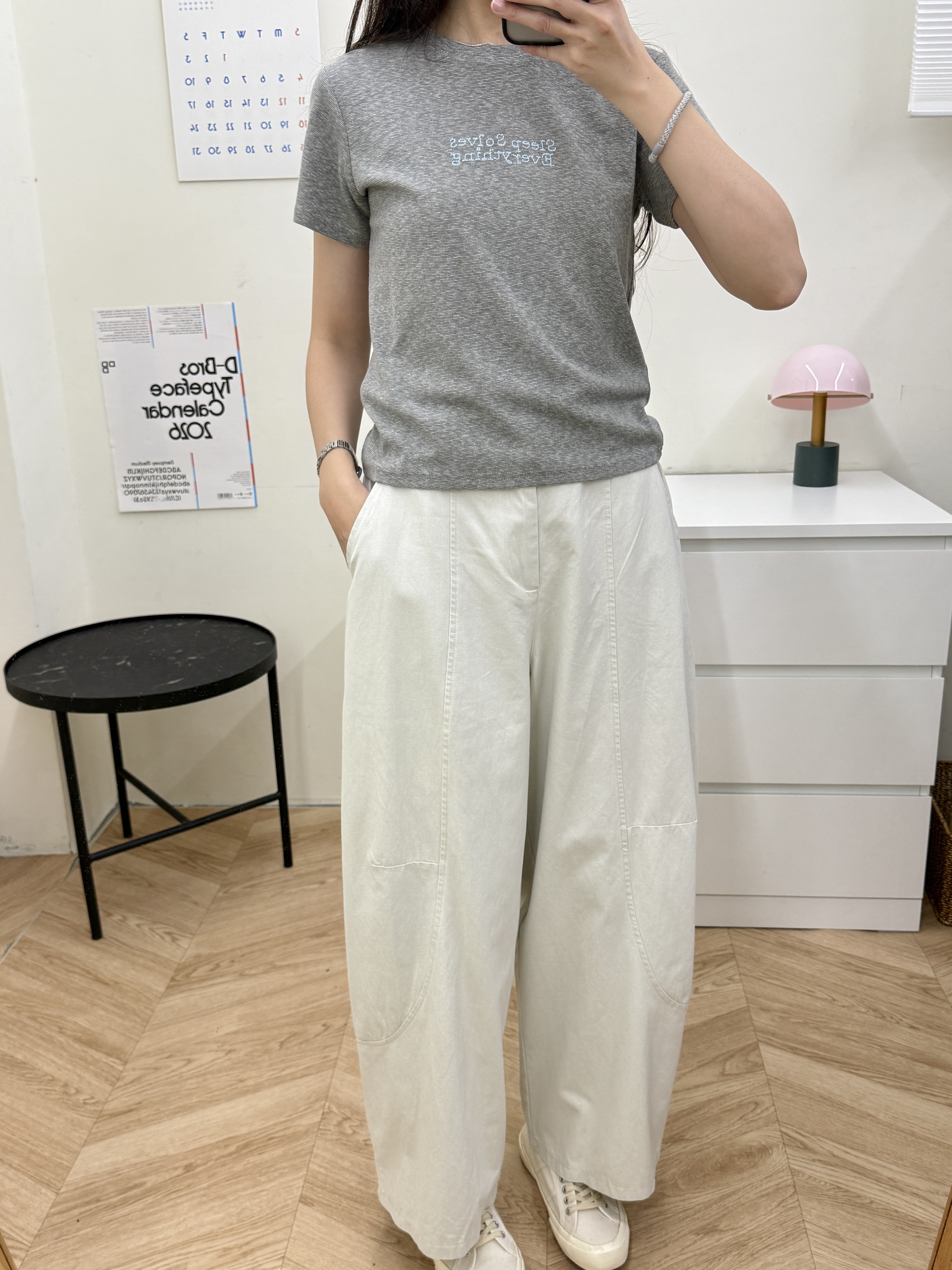 車線造型水洗繭型褲