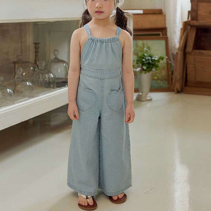 正韓夏MELIKEY 愛心補釘牛仔連身褲