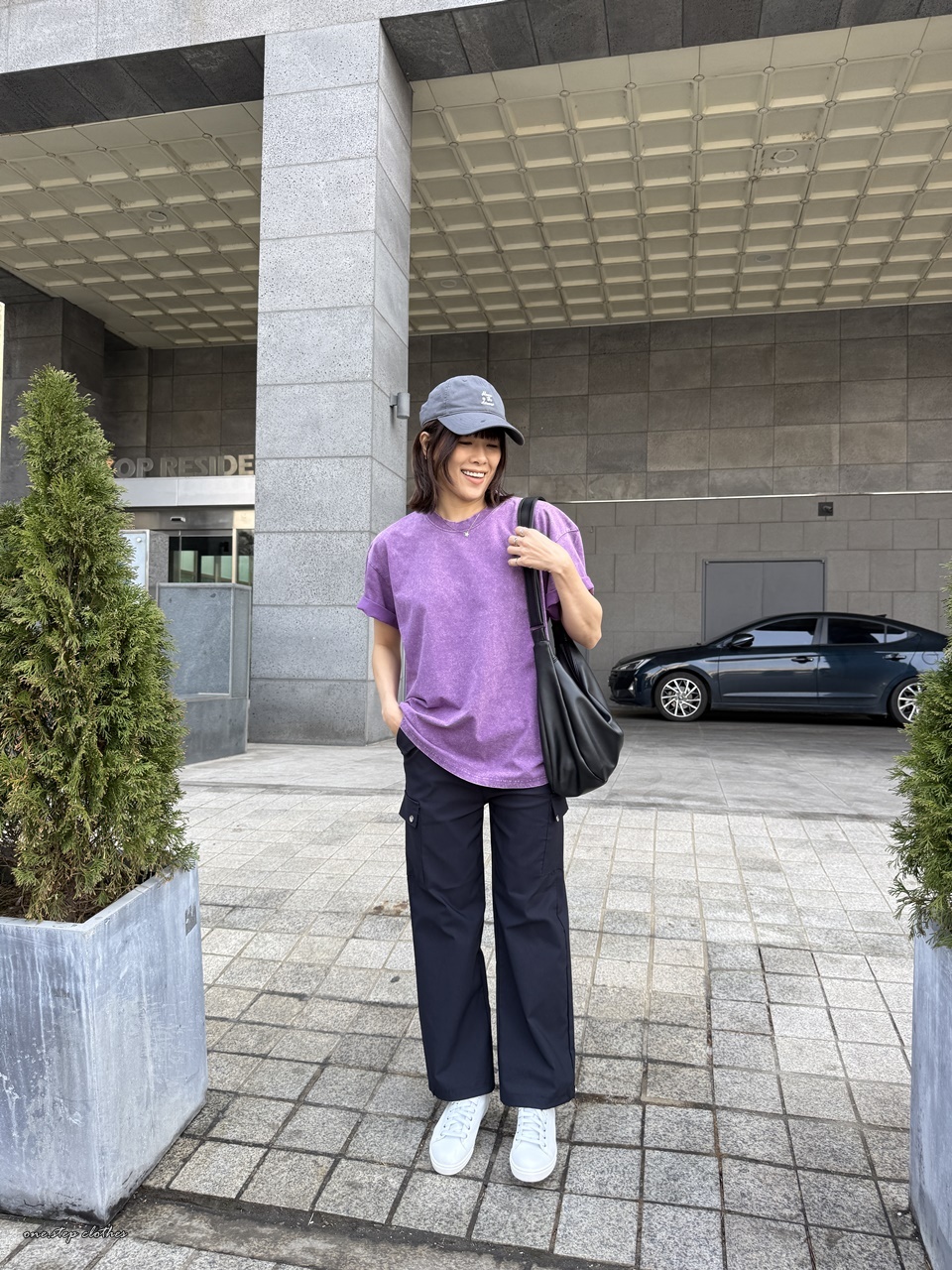 正韓琳達仿舊水洗百搭T  (紫)
