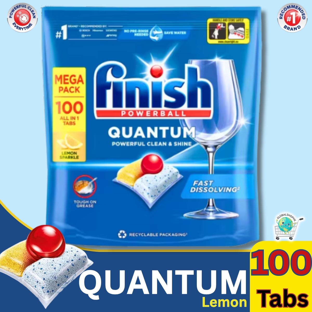 Finish - Quantum 全效洗碗凝珠, 100粒 (檸檬味)