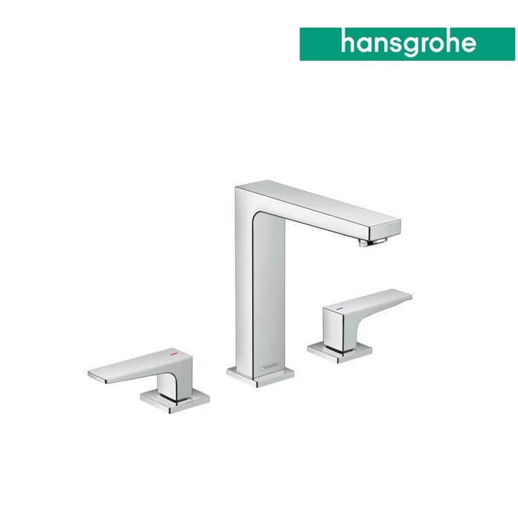 hansgrohe Metropol 32515, -000 3-hole basin mixer with lever handle with push-open waste set - With Wels