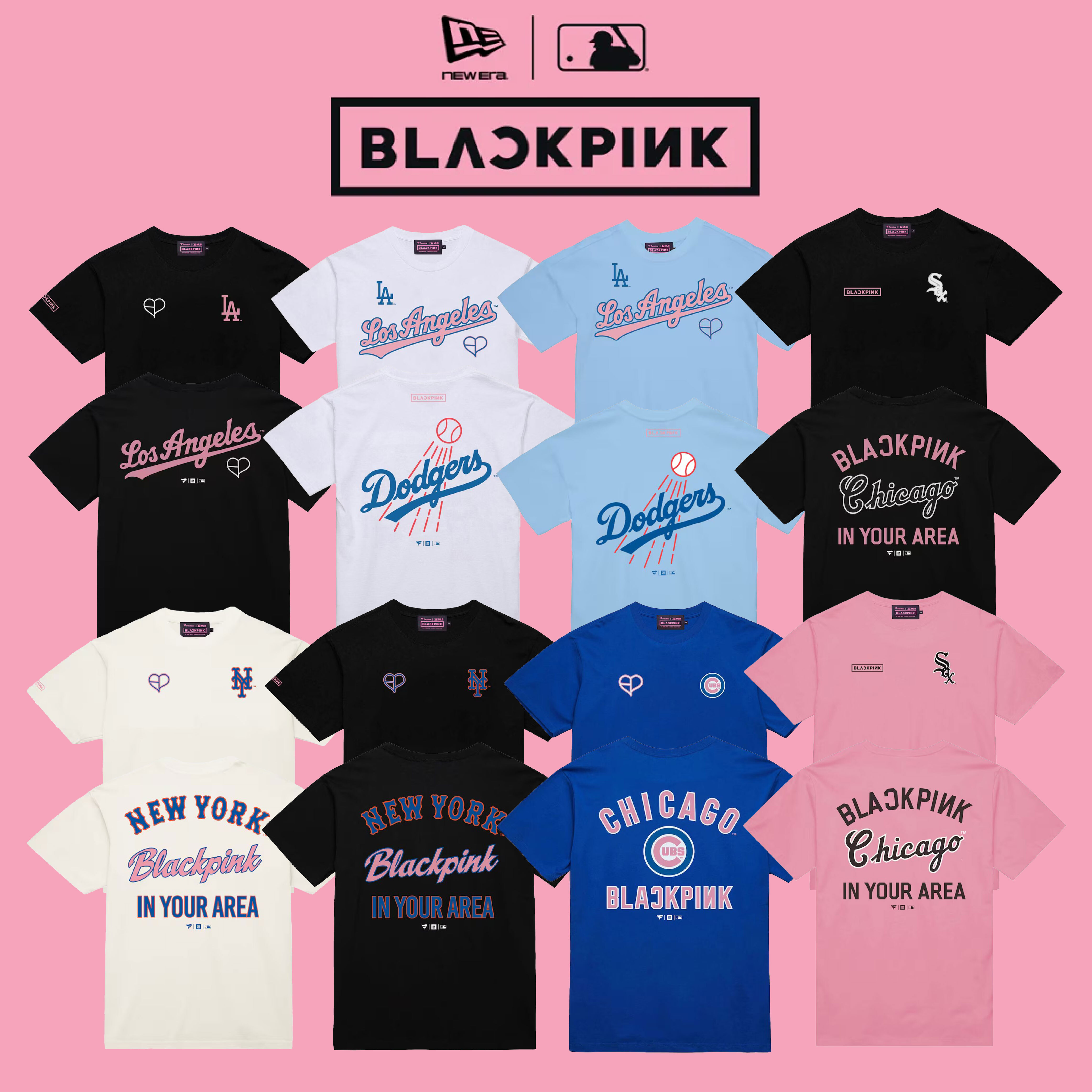 聯名系列 New Era x MLB x BLACKPINK 印花 LOGO 短袖 短Tee T恤 LA 洛杉磯道奇 紐約大都會 芝加哥 白襪 小熊