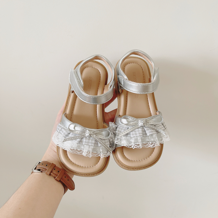 甜美蕾絲蝴蝶結涼鞋