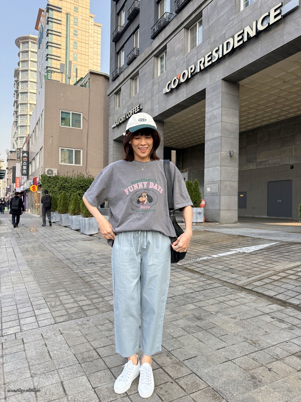 正韓粉灰FUNNY狗狗水洗T