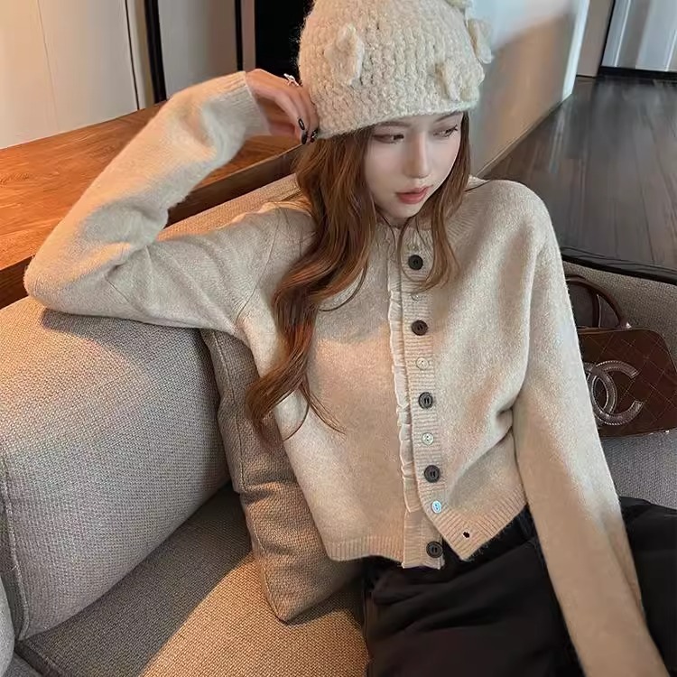 Lace Trim Patchwork Knit Cardigan