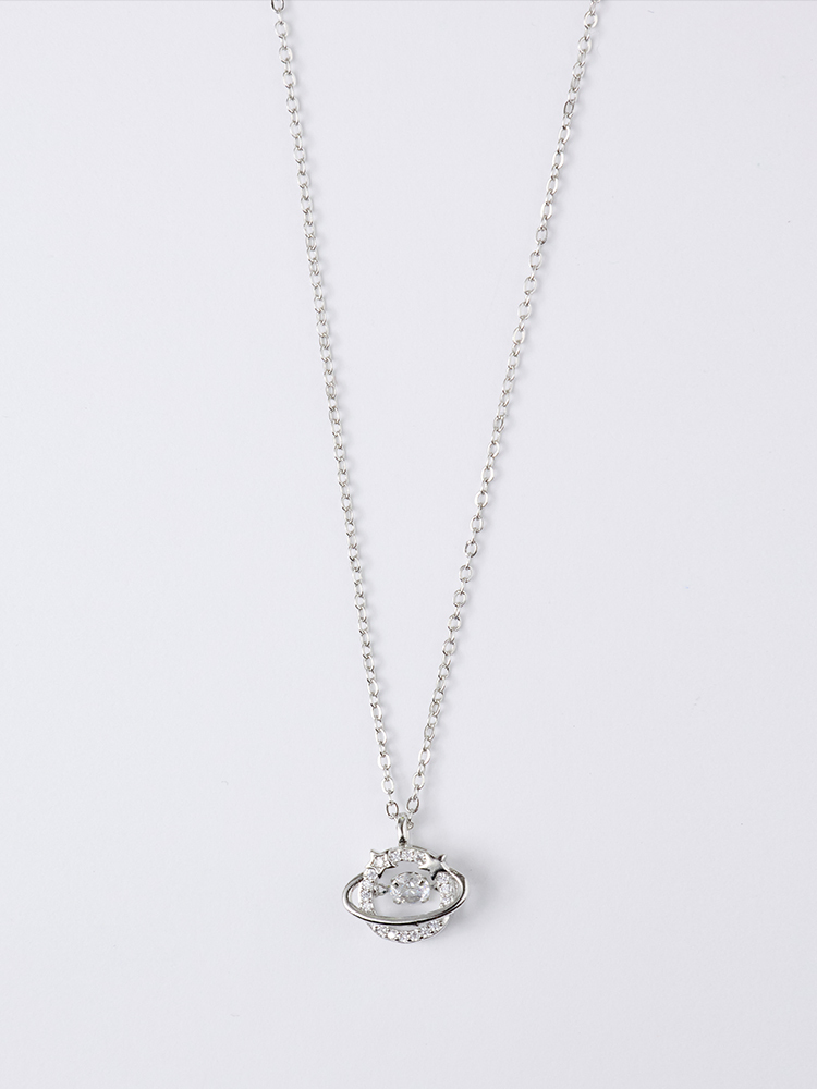 925純銀小行星鑲鑽項鍊