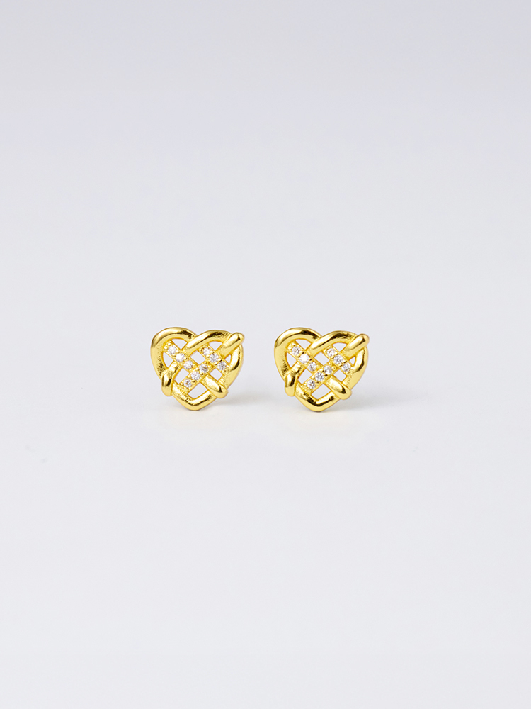 心形鑲鑽耳針耳環