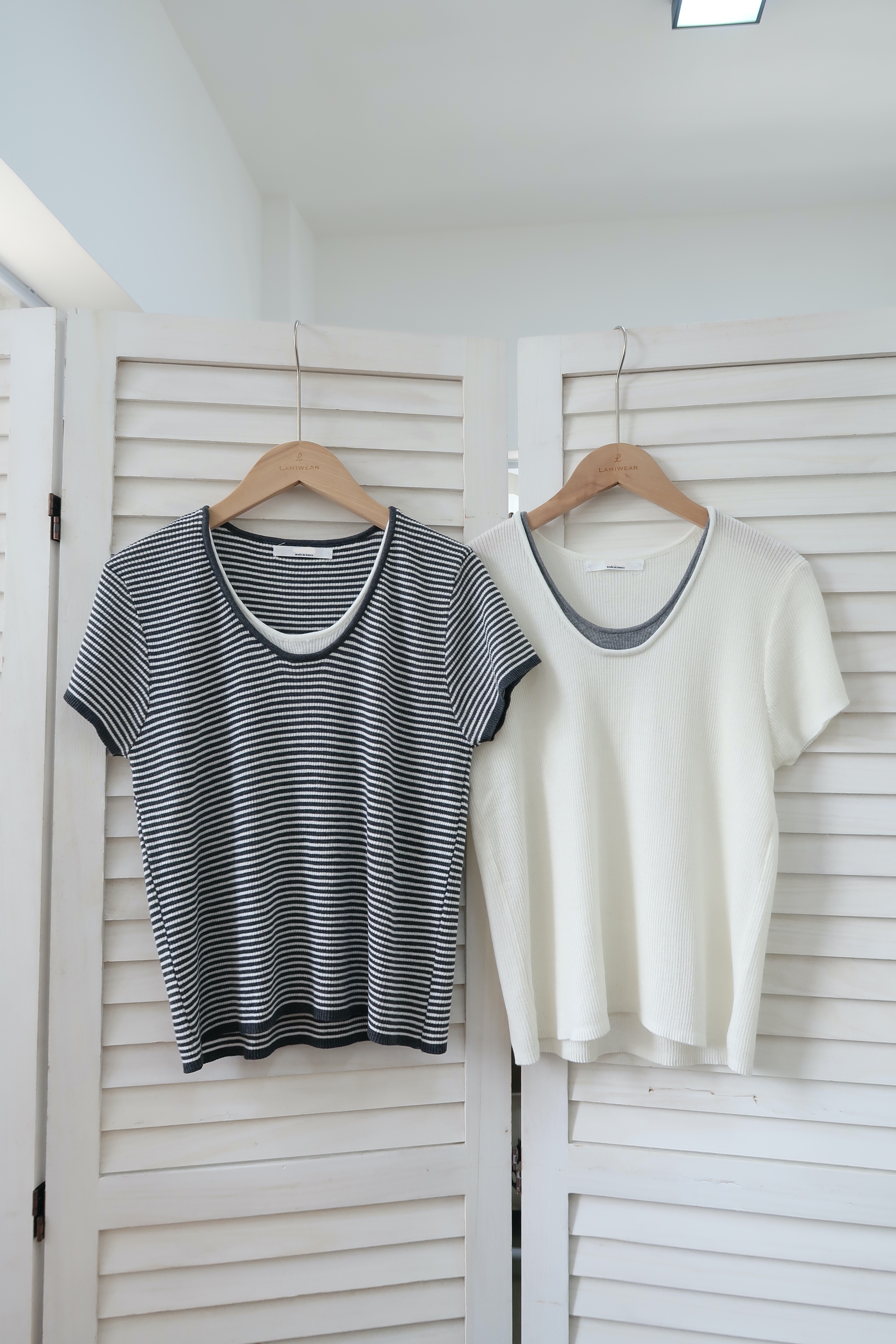 26 S/S 春夏針織V領拼色Top