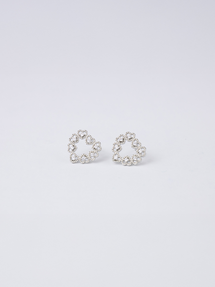 愛心滿滿鑲鑽耳針耳環