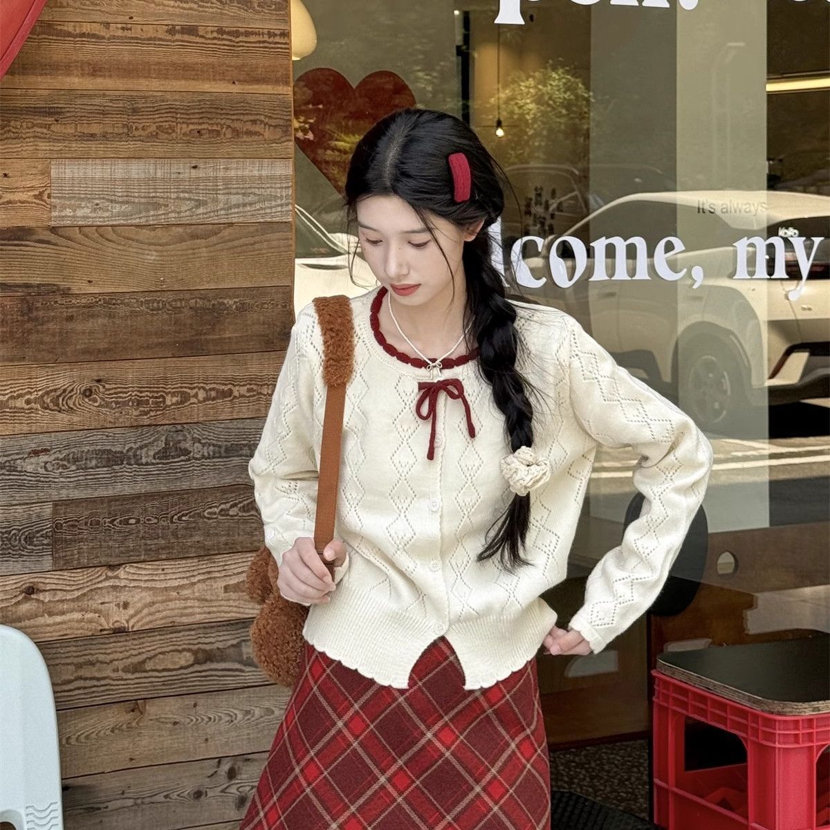 Korean Sweet Bow Knit Cardigan