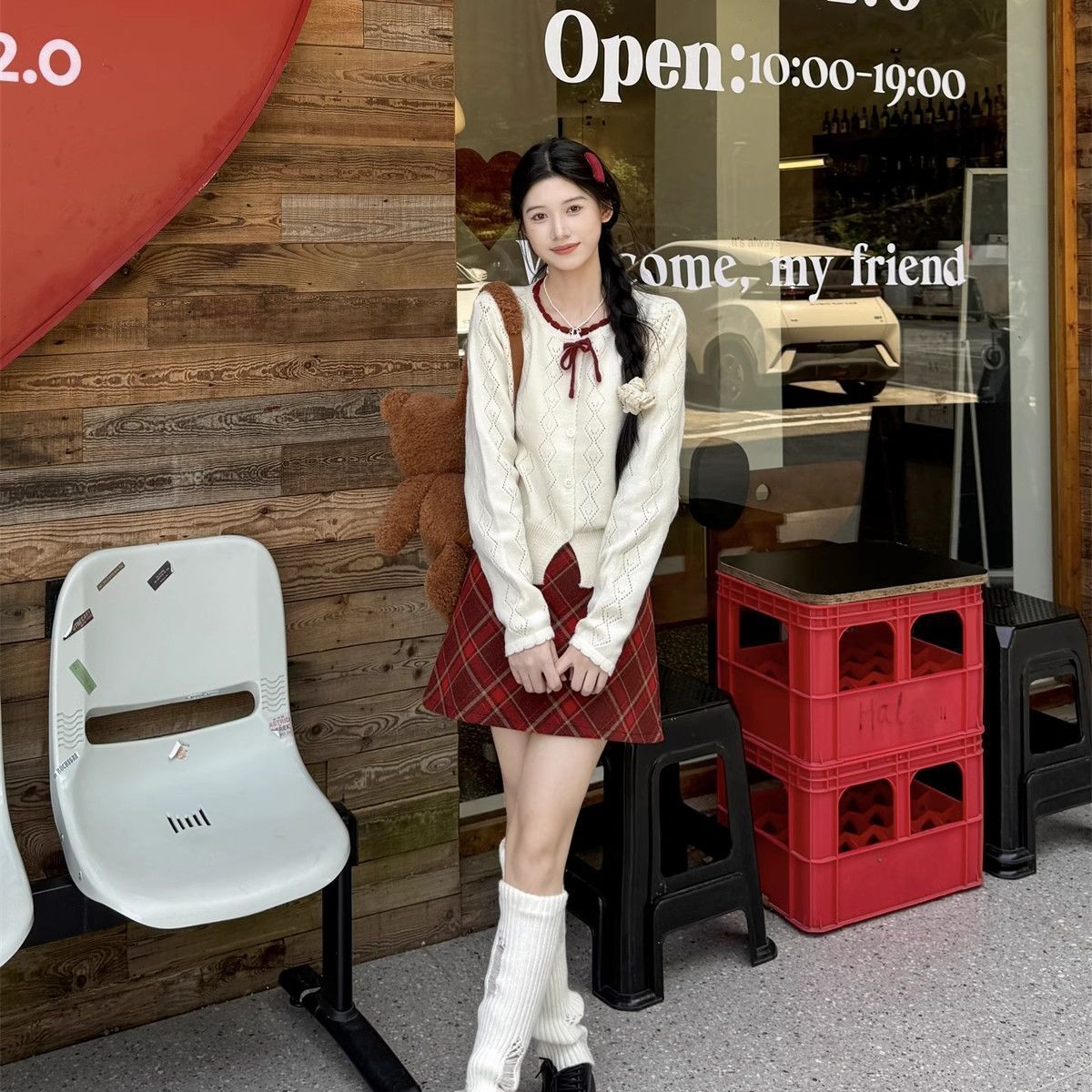 Korean Sweet Bow Knit Cardigan