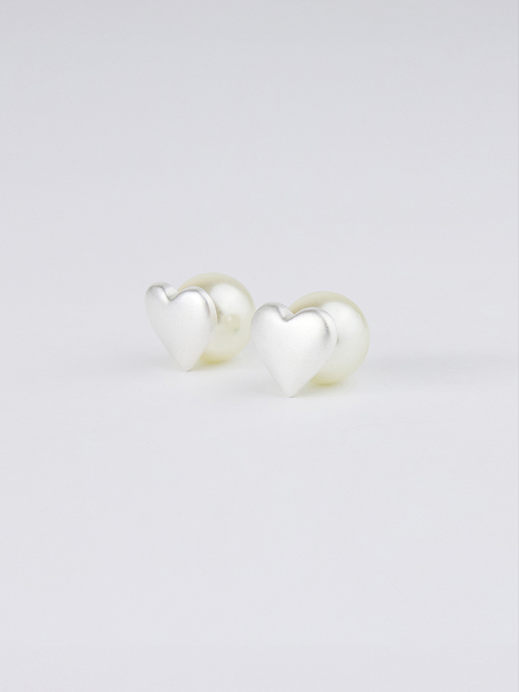 愛心珍珠耳針耳環