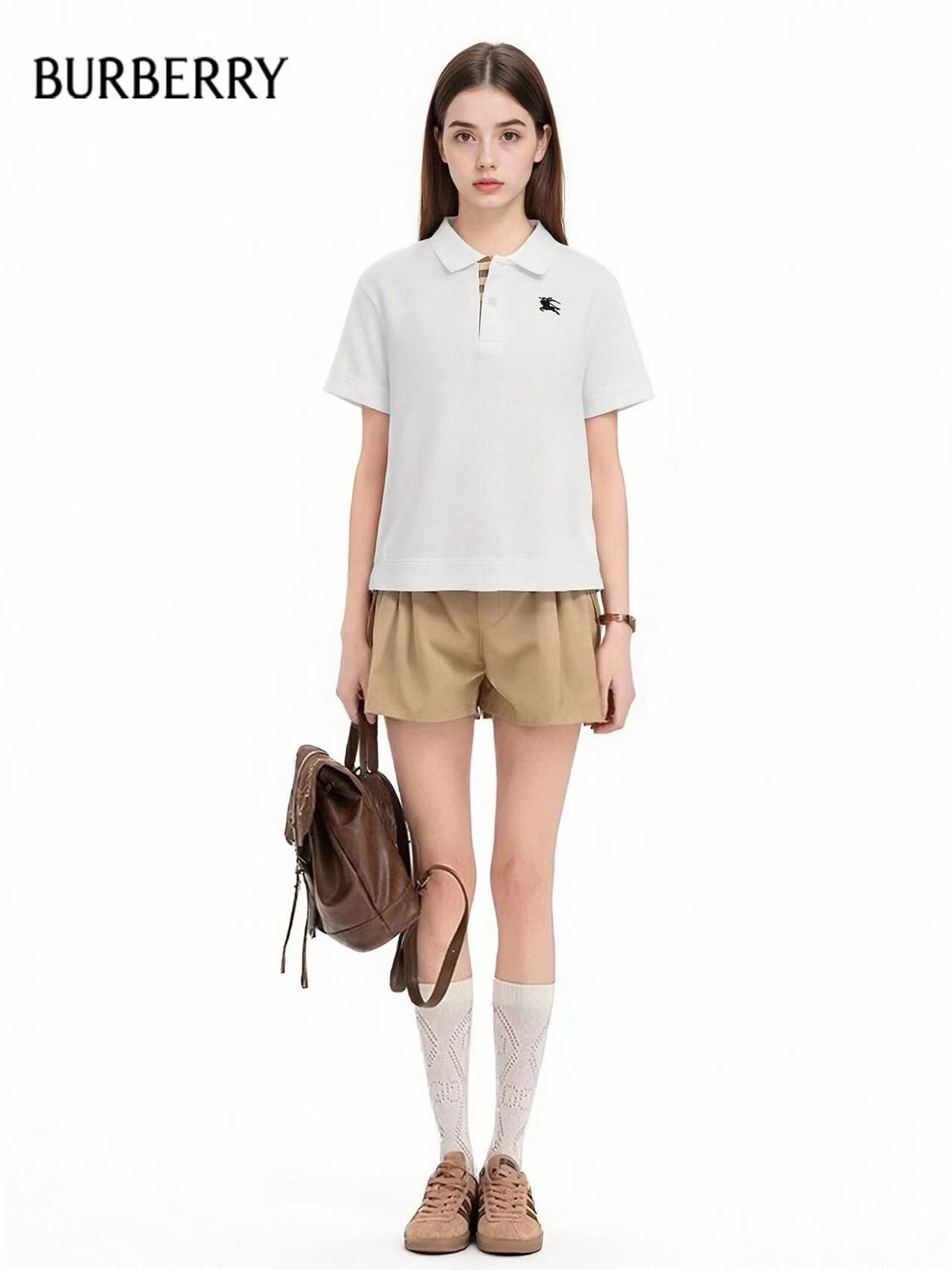 BBR kids 白色 刺繡戰馬Logo Polo