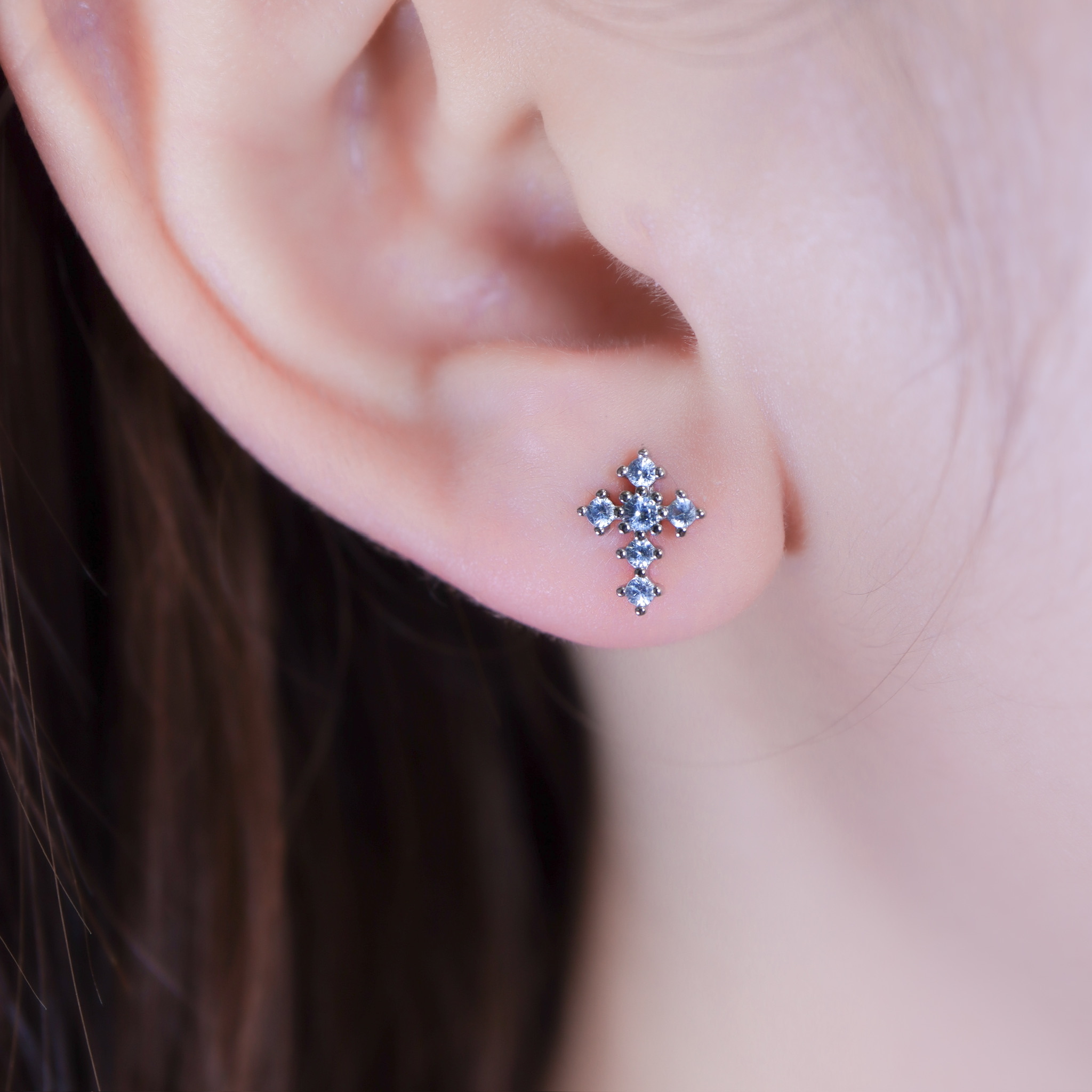 | 925純銀・白金 | 漫藍相信愛耳環 | EA1133 |