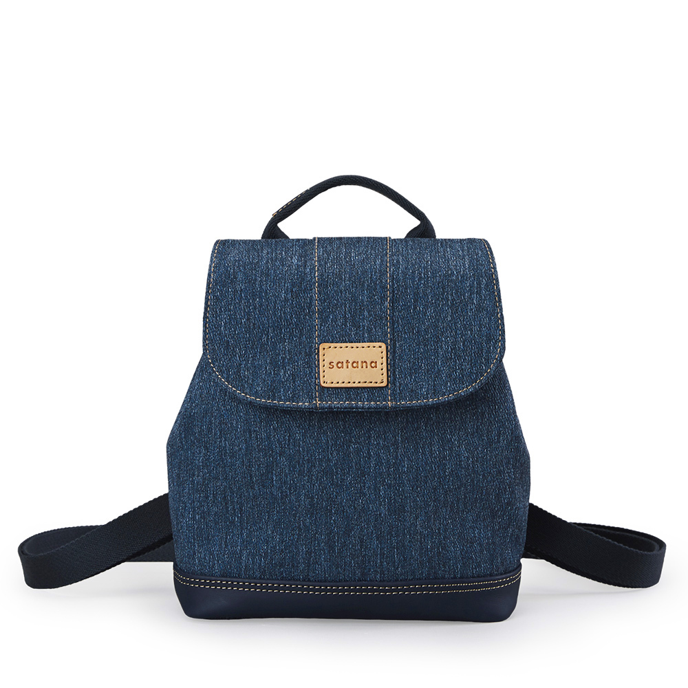 Denim 磁釦式小後背包-深丹寧藍