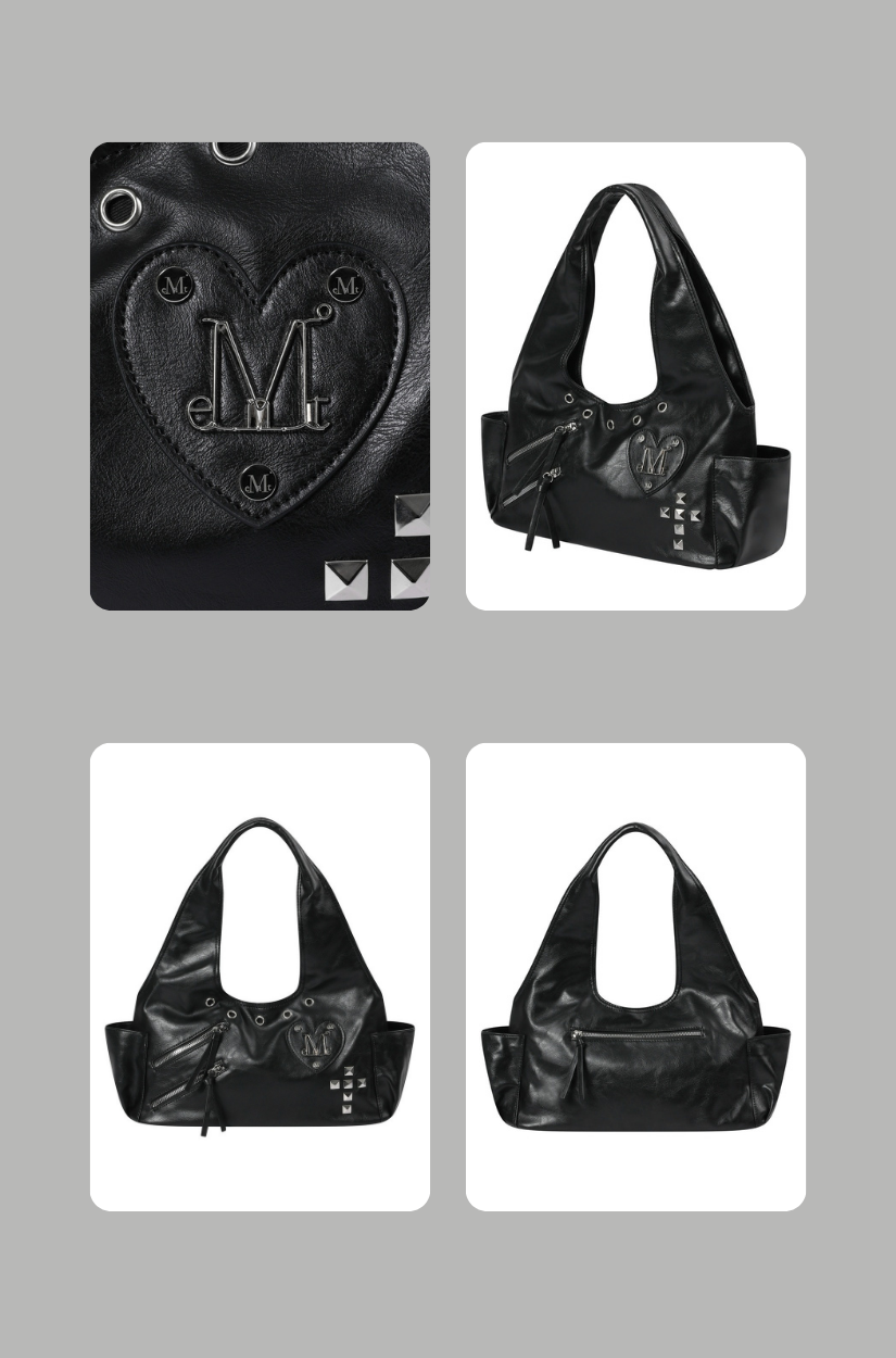 【 4/19收單 】MUCENT ROMIA 龐克甜心 愛心十字鉚釘肩背包 韓國