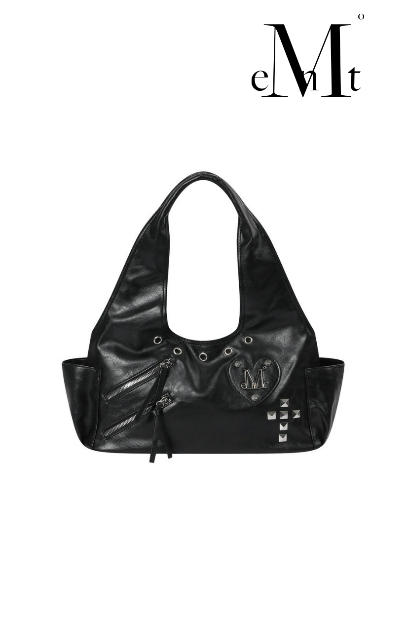 【 4/19收單 】MUCENT ROMIA 龐克甜心 愛心十字鉚釘肩背包 韓國