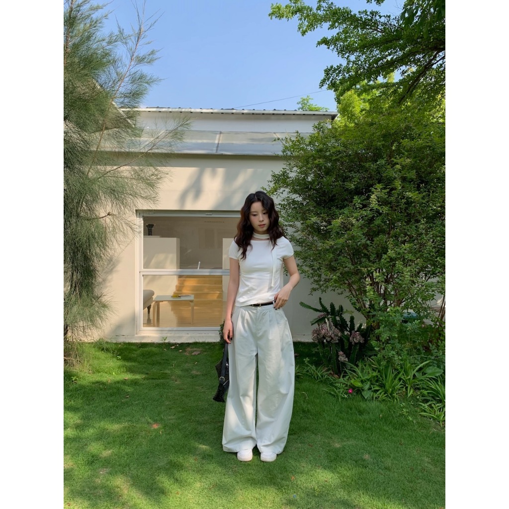 廣州選品🪂【imfine】鬆弛漫步歐膩的方皮帶寬褲 #A3102