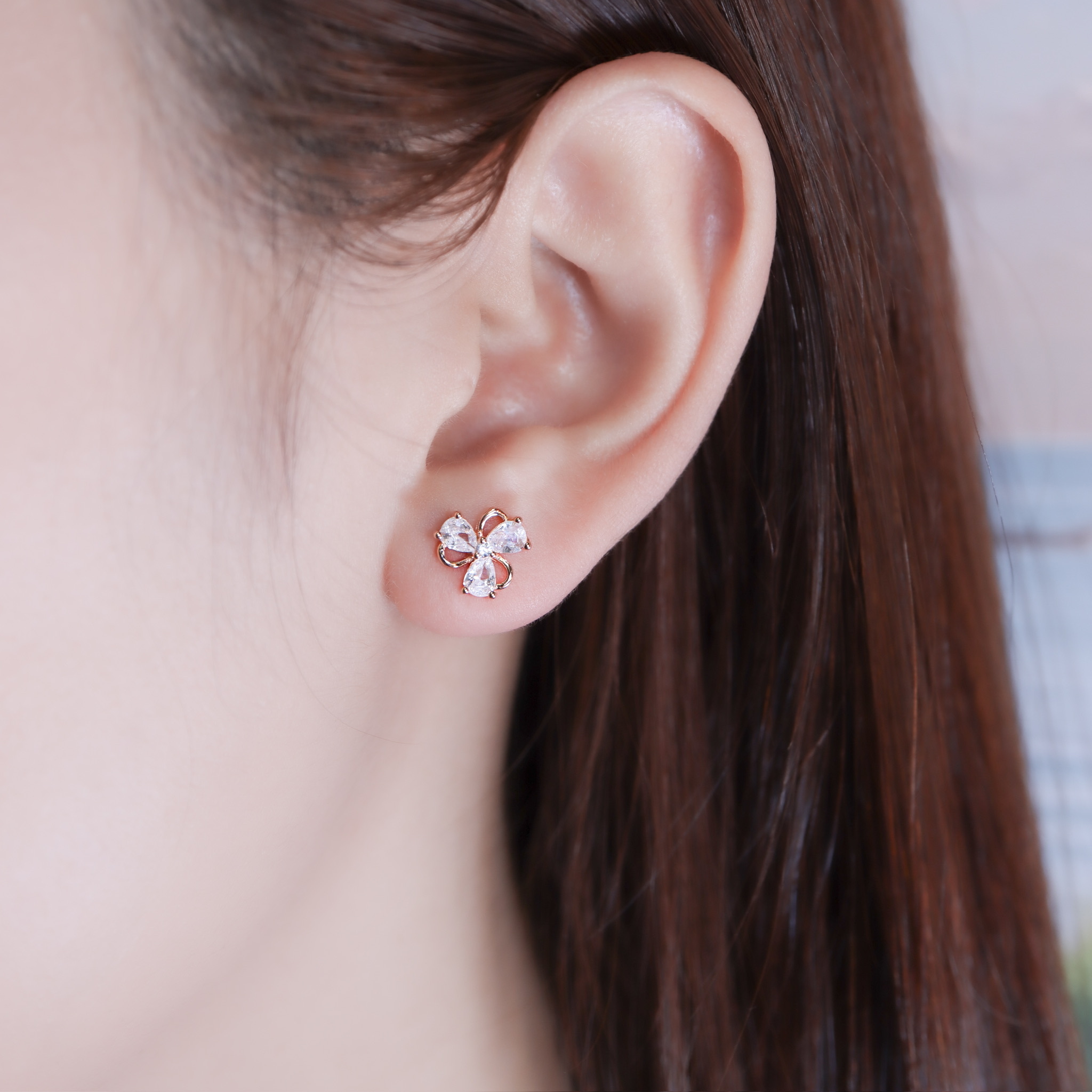 | 925純銀・白金・玫瑰金 | 小幸福風車耳環 (銀/玫瑰金) | EA1138 |